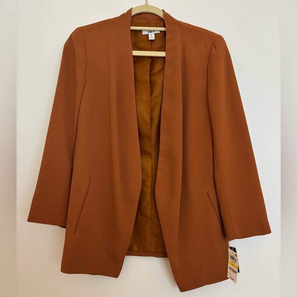 Bar III Open-Front Rust-Orange Blazer